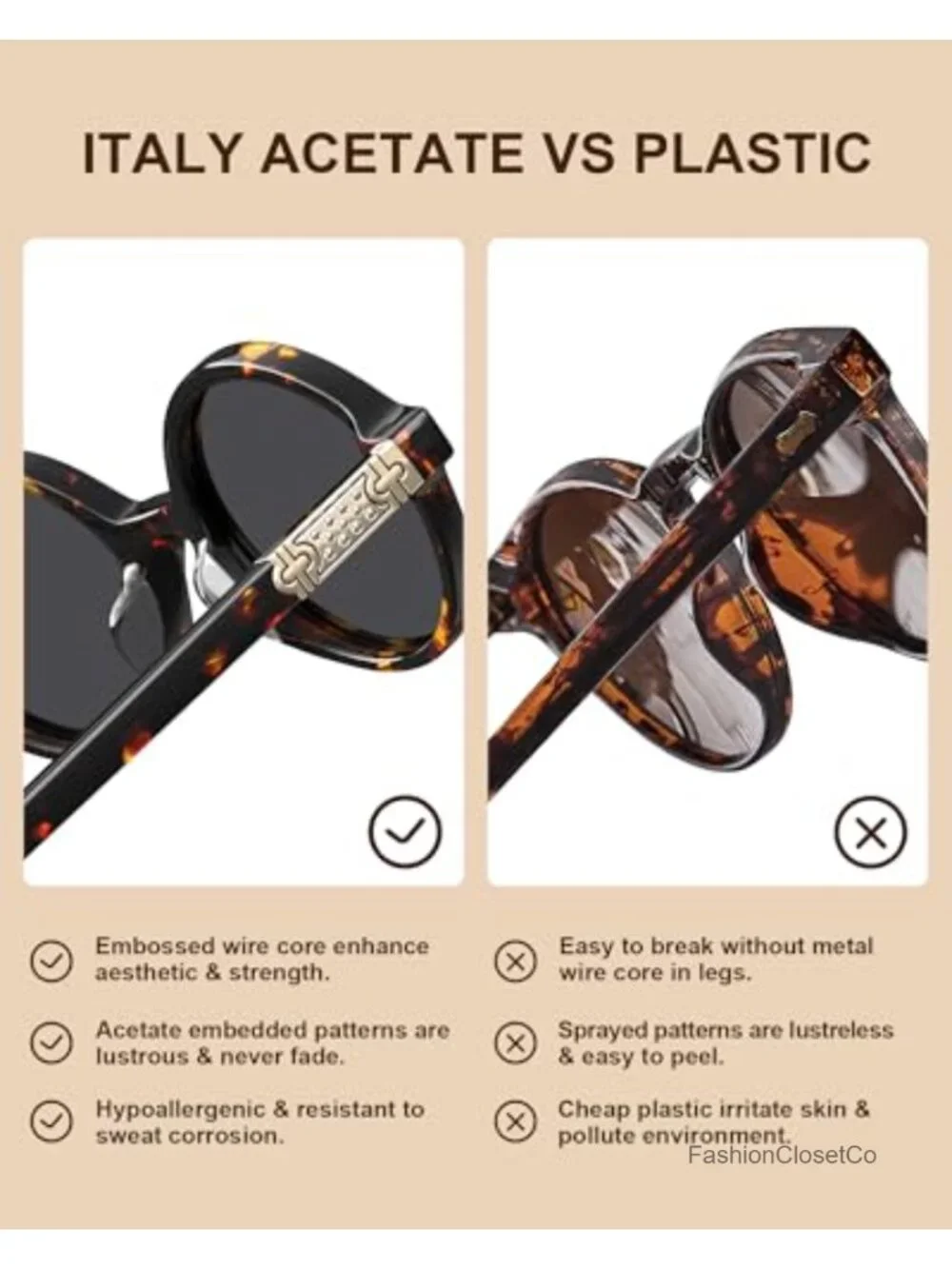 Acetate Polarized Sunglasses UV Protection Narrow Shades Classic Oval Sun